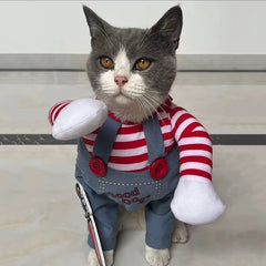 Funny Cat Clothes Halloween Cosplay Costumes For Small Medium Dog Cats Creative Pet Party Kitten Jumpsuits Soft Warm Cat Coat BLOOM CART