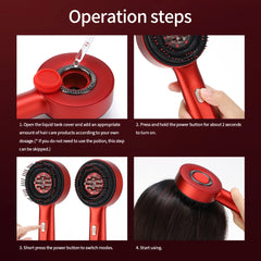 Electric Vibration Massage Comb Red Light Therapy Hair Growth Massage Scalp Brush Anti Hair Loss Liquid Oil Applicator Hair Care - BLOOM CART