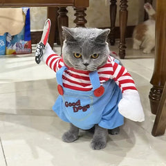 Funny Cat Clothes Halloween Cosplay Costumes For Small Medium Dog Cats Creative Pet Party Kitten Jumpsuits Soft Warm Cat Coat BLOOM CART