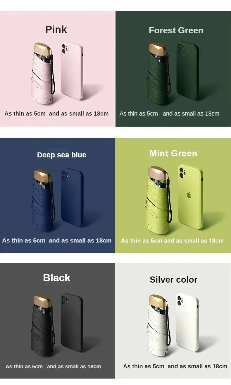 1Pc 55% Off Mini Sun Umbrella Pocket Rain Umbrella Vinyl Folding UV Ultraviolet Protection Sun Shade Pocket Parasol Capsule BLOOM CART
