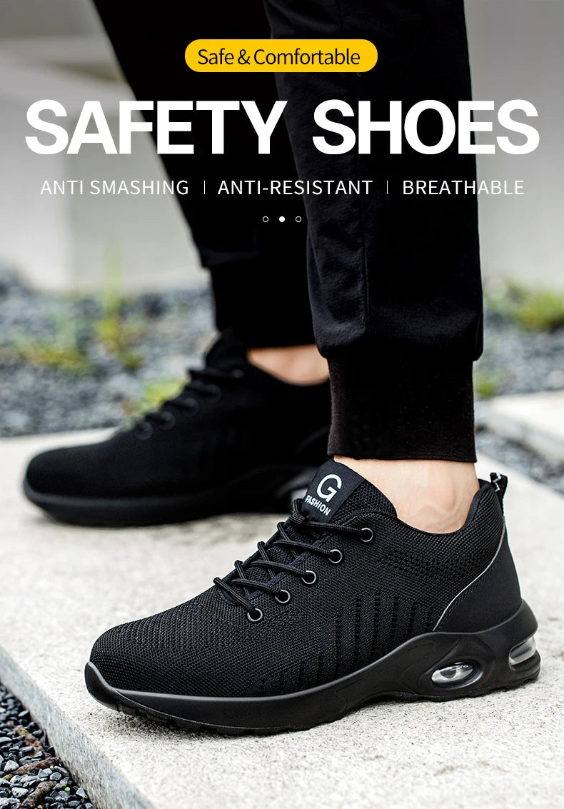 New Styles Men Safety Boots With Steel Toe Cap Anti-smash Work Sneakers Safety Shoes Men IndestructibleWork Boots Tactical Boots - BLOOM CART