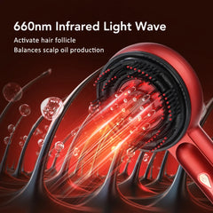Electric Vibration Massage Comb Red Light Therapy Hair Growth Massage Scalp Brush Anti Hair Loss Liquid Oil Applicator Hair Care - BLOOM CART