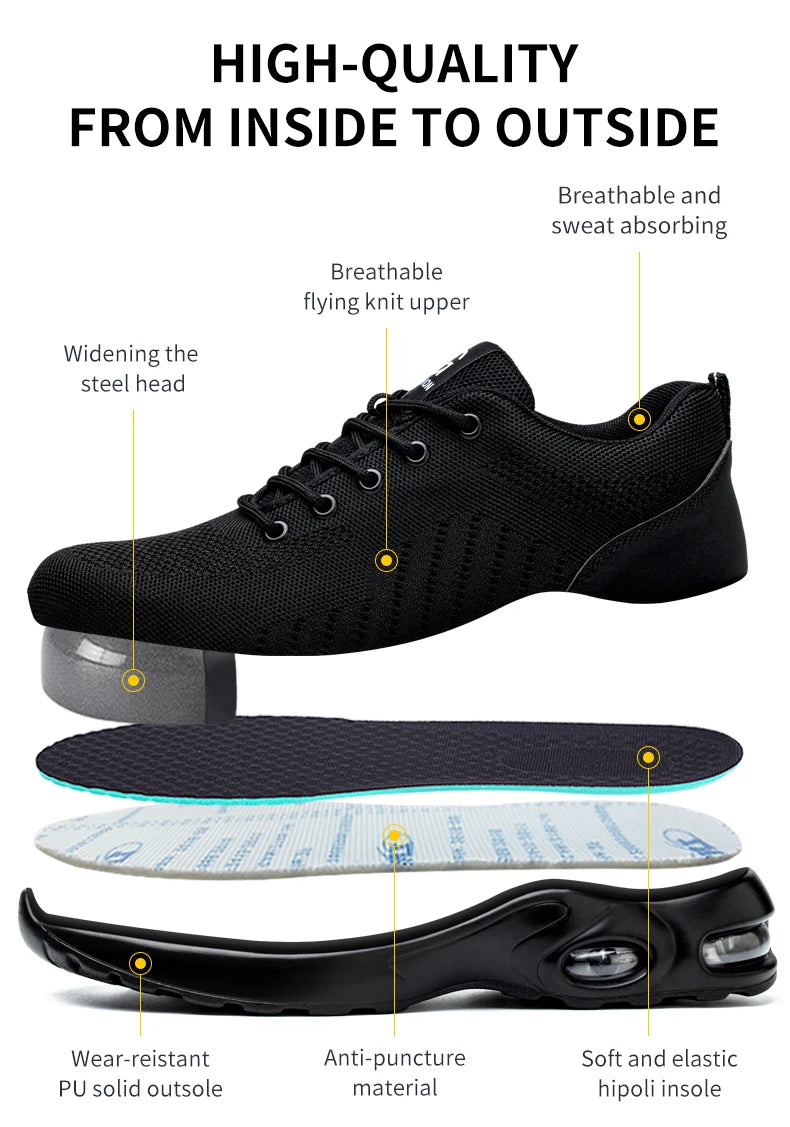New Styles Men Safety Boots With Steel Toe Cap Anti-smash Work Sneakers Safety Shoes Men IndestructibleWork Boots Tactical Boots - BLOOM CART