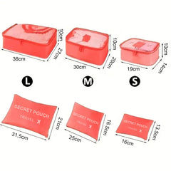 6 Pcs/Set Pink/Blue/Grey Travel Storage Bag Large Capacity Waterproof Luggage Clothing Underwear Storage Bag Bag With Zipper - BLOOM CART