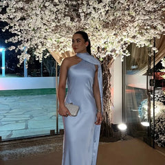 Elegant Solid Ribbon Women Halter Dress Off Shoulder Sleeveless Backless Slim Female Maxi Dresses 2025 Summer New Chic Lady Robe - BLOOM CART