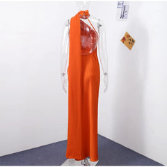 Elegant Solid Ribbon Women Halter Dress Off Shoulder Sleeveless Backless Slim Female Maxi Dresses 2025 Summer New Chic Lady Robe - BLOOM CART