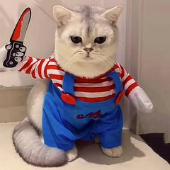 Funny Cat Clothes Halloween Cosplay Costumes For Small Medium Dog Cats Creative Pet Party Kitten Jumpsuits Soft Warm Cat Coat BLOOM CART