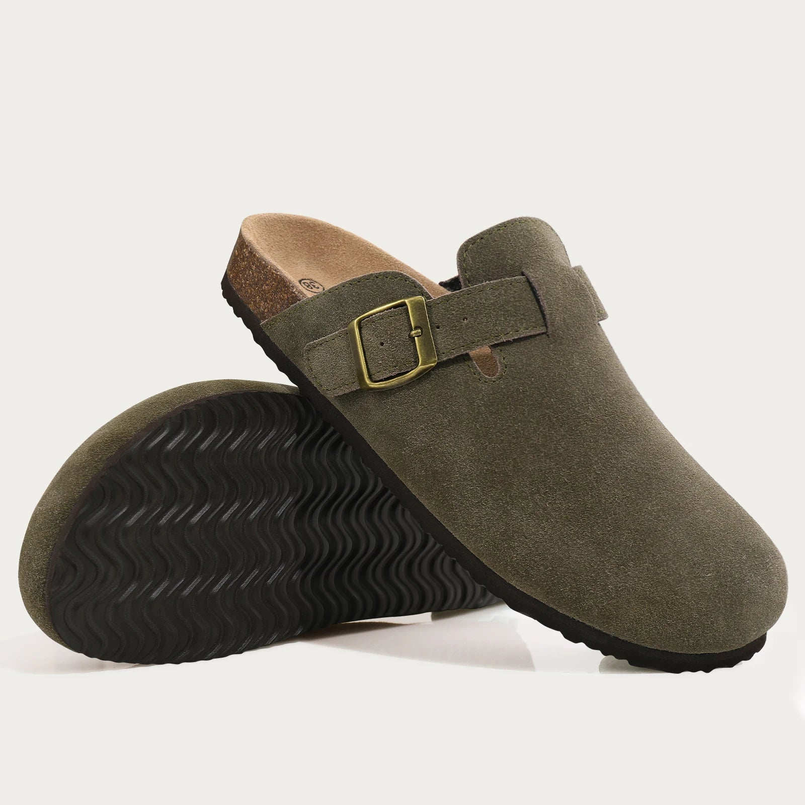 Comwarm Fashion Women's Suede Mules Slippers Men Clogs Cork Insole Sandals With Arch Support Outdoor Beach Slides Home Shoes - BLOOM CART