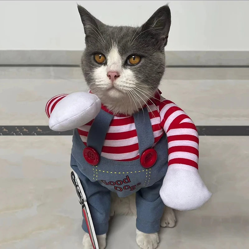 Funny Cat Clothes Halloween Cosplay Costumes For Small Medium Dog Cats Creative Pet Party Kitten Jumpsuits Soft Warm Cat Coat BLOOM CART