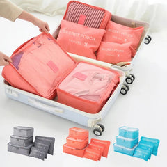 6 Pcs/Set Pink/Blue/Grey Travel Storage Bag Large Capacity Waterproof Luggage Clothing Underwear Storage Bag Bag With Zipper - BLOOM CART