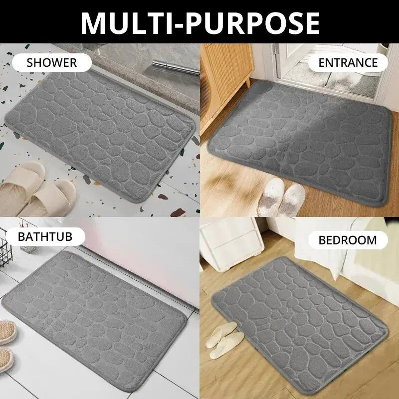 1pc embossed fiber carpet, bathroom living room anti slip mat, pebble floor mat, household items - BLOOM CART