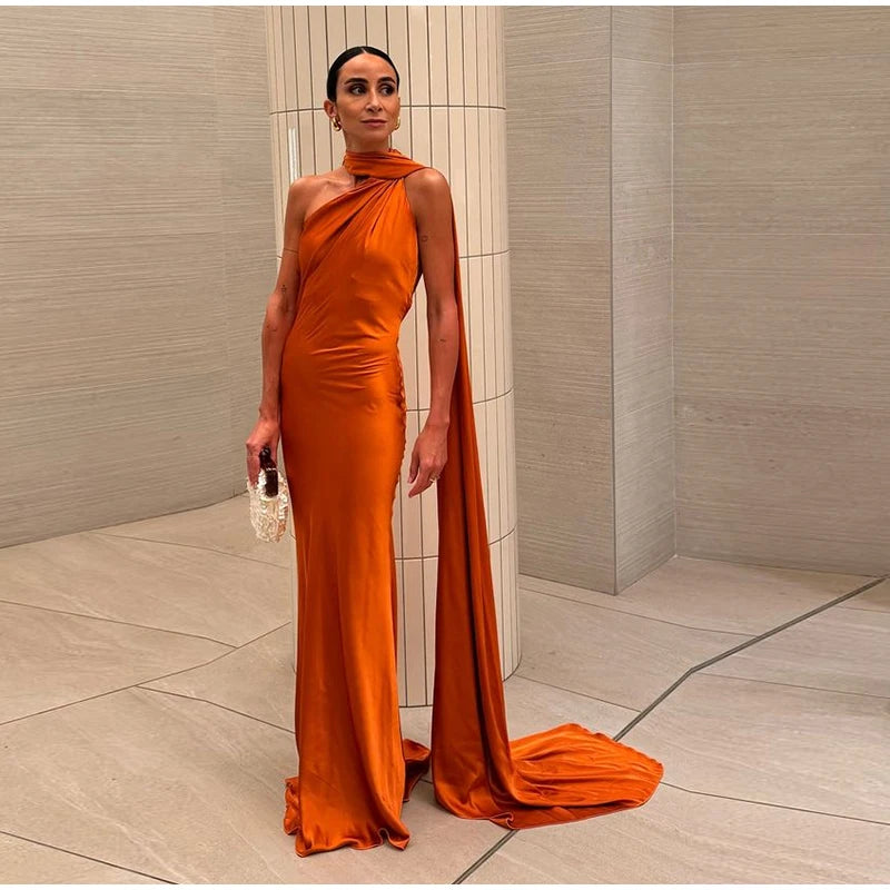 Elegant Solid Ribbon Women Halter Dress Off Shoulder Sleeveless Backless Slim Female Maxi Dresses 2025 Summer New Chic Lady Robe - BLOOM CART