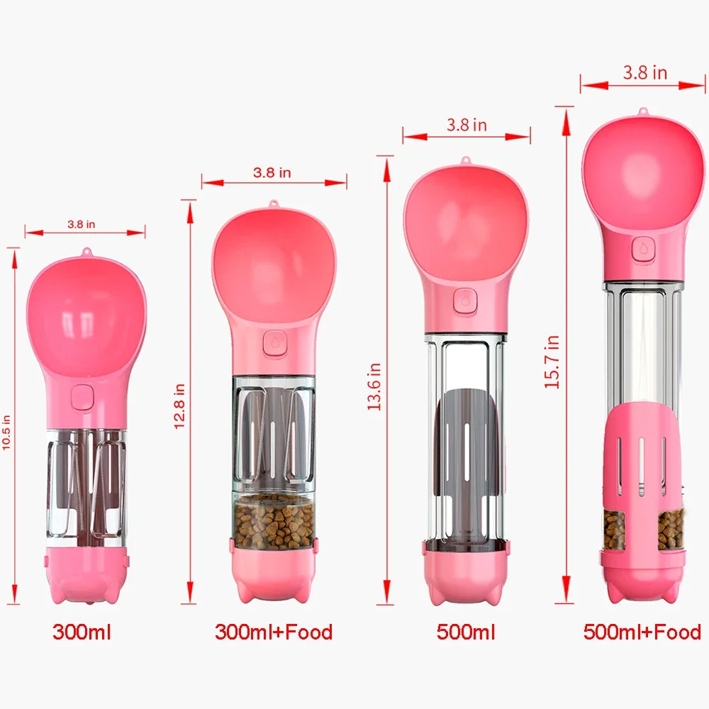 Portable cat and dog water bottle, food feeder, drinking fountain, 3 in 1 poop dispenser, leak proof, BLOOM CART
