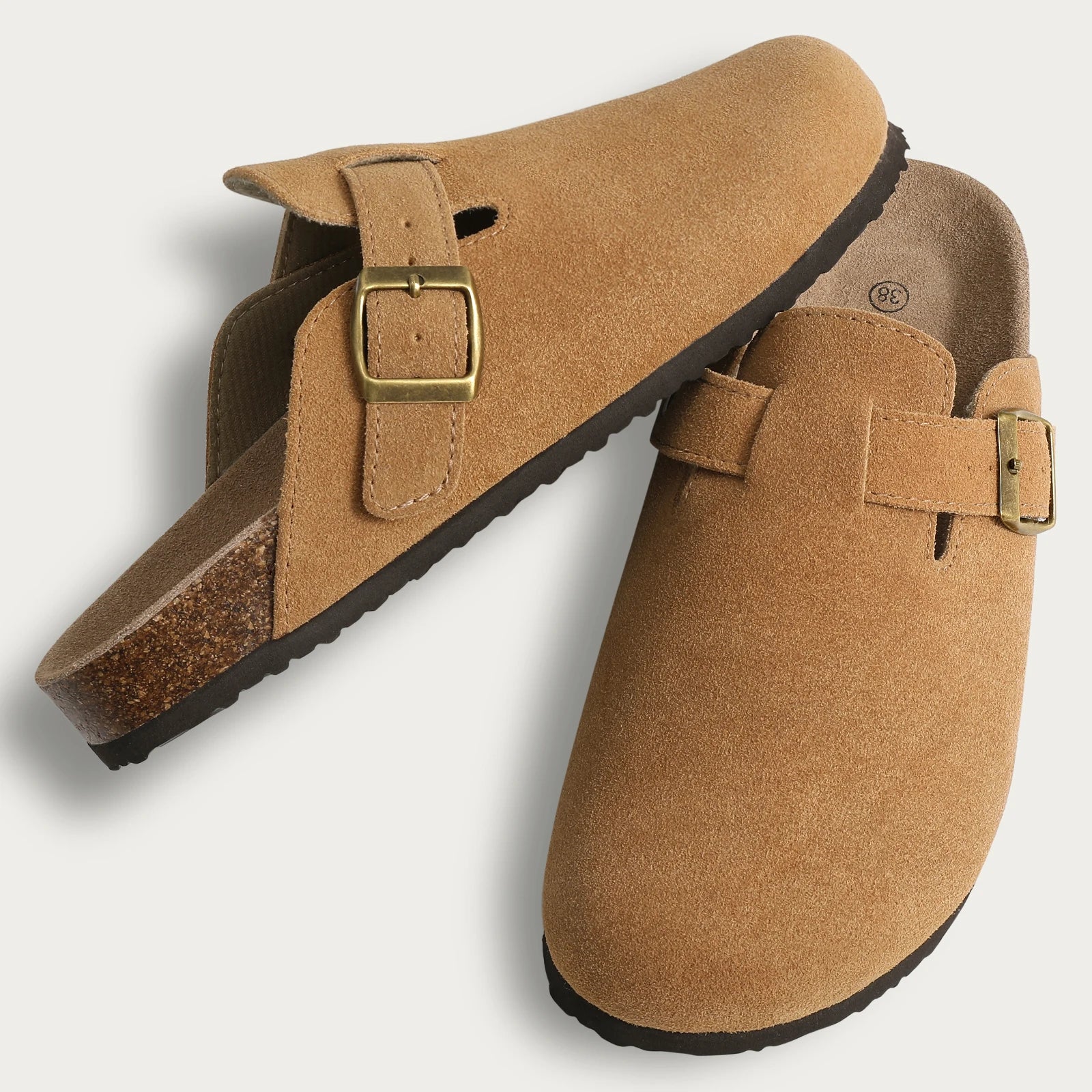 Comwarm Fashion Women's Suede Mules Slippers Men Clogs Cork Insole Sandals With Arch Support Outdoor Beach Slides Home Shoes - BLOOM CART