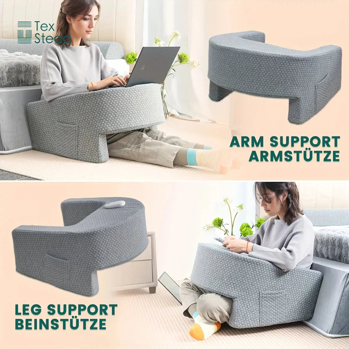 Reading Pillow for Gaming, Extra Large Arm Rest Pillow for Adult, Memory Foam Bed Rest Pillow for Reading, Working,with Rem，1 PC - BLOOM CART