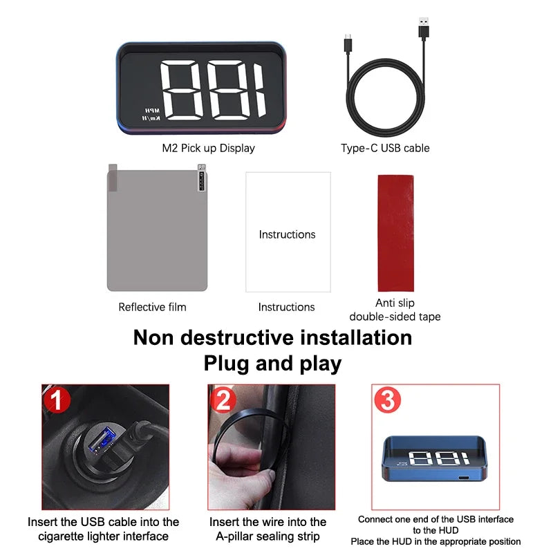 Car Speedometer KM/H HUD GPS Head Up Display Digital Speed Meter Windshield Projector For Vehicles Auto Electronics Accessories - BLOOM CART