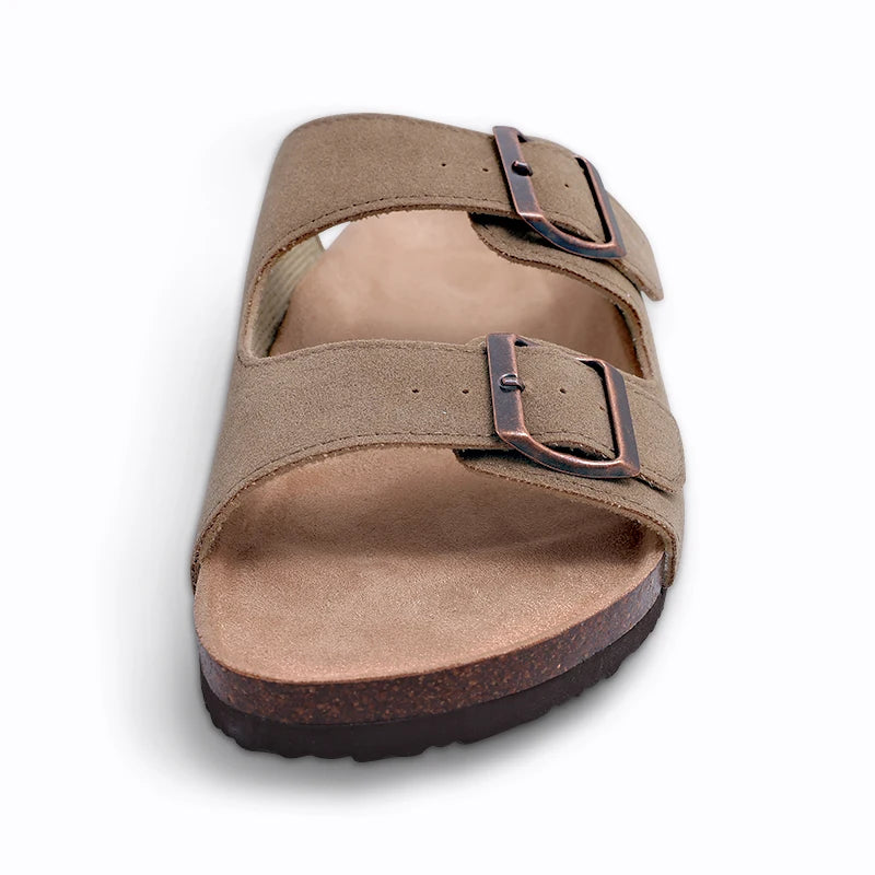 Comwarm Fashion Women's Suede Mules Slippers Men Clogs Cork Insole Sandals With Arch Support Outdoor Beach Slides Home Shoes - BLOOM CART