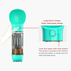 Portable cat and dog water bottle, food feeder, drinking fountain, 3 in 1 poop dispenser, leak proof, BLOOM CART