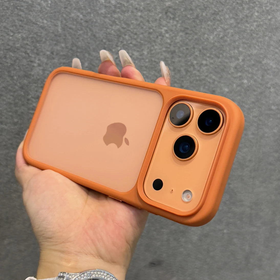 Luxury Orange Shield Matte Transparent Phone Case For iPhone 17 Pro Max 17 Pro 17 New Metal Buttons Skin Feel Shockproof Cover BLOOM CART
