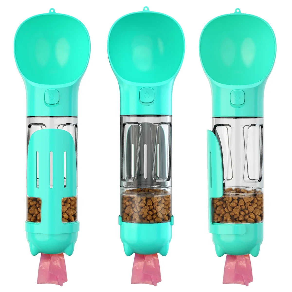 Portable cat and dog water bottle, food feeder, drinking fountain, 3 in 1 poop dispenser, leak proof, BLOOM CART