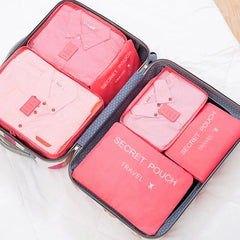 6 Pcs/Set Pink/Blue/Grey Travel Storage Bag Large Capacity Waterproof Luggage Clothing Underwear Storage Bag Bag With Zipper - BLOOM CART