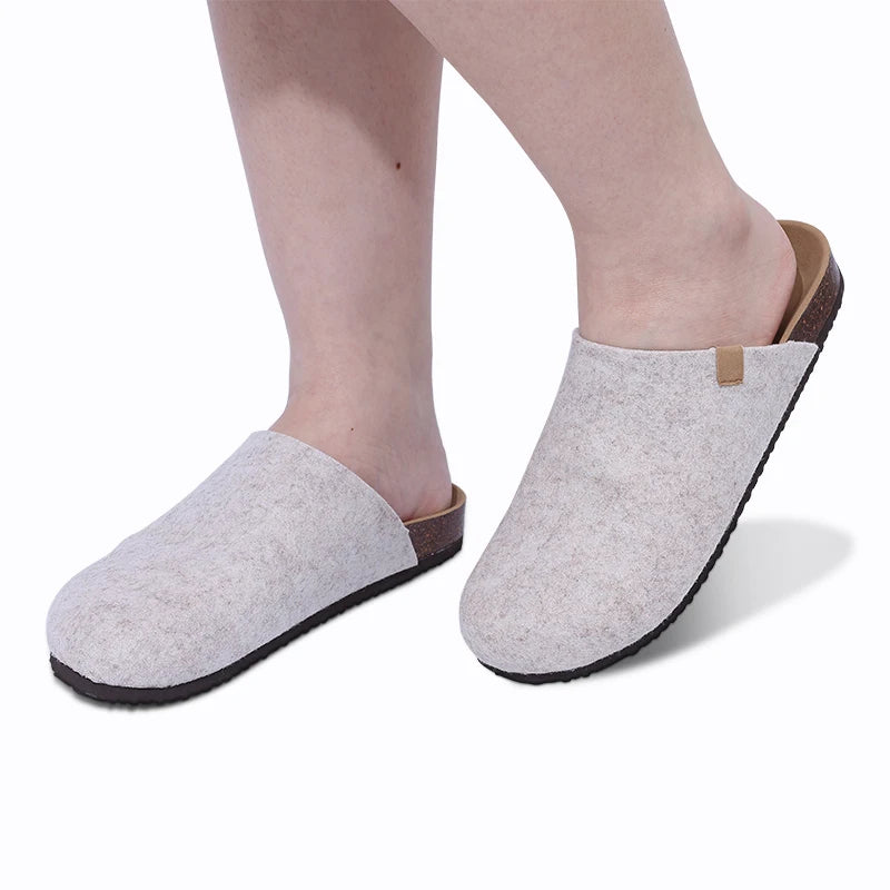 Comwarm Fashion Women's Suede Mules Slippers Men Clogs Cork Insole Sandals With Arch Support Outdoor Beach Slides Home Shoes - BLOOM CART