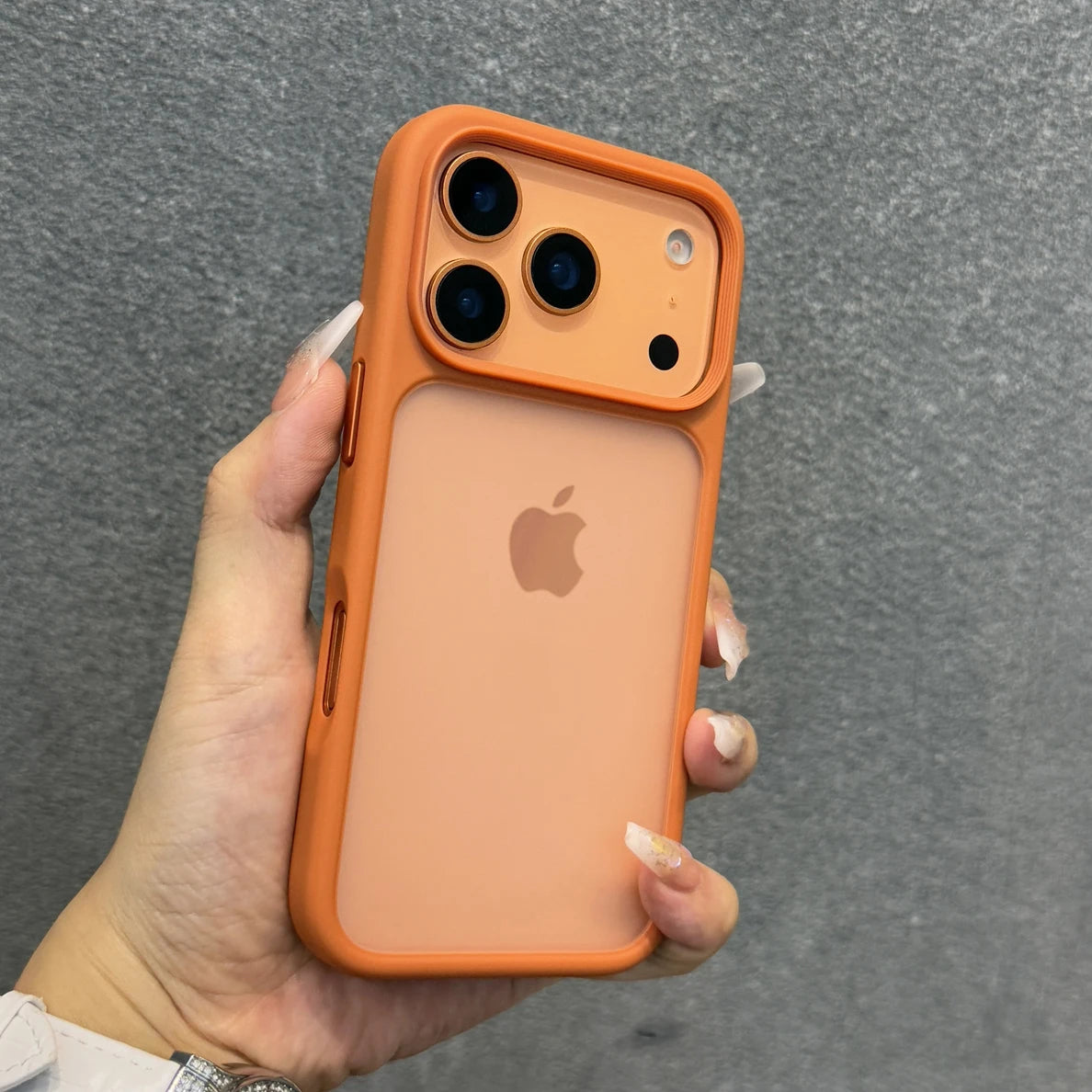 Luxury Orange Shield Matte Transparent Phone Case For iPhone 17 Pro Max 17 Pro 17 New Metal Buttons Skin Feel Shockproof Cover BLOOM CART