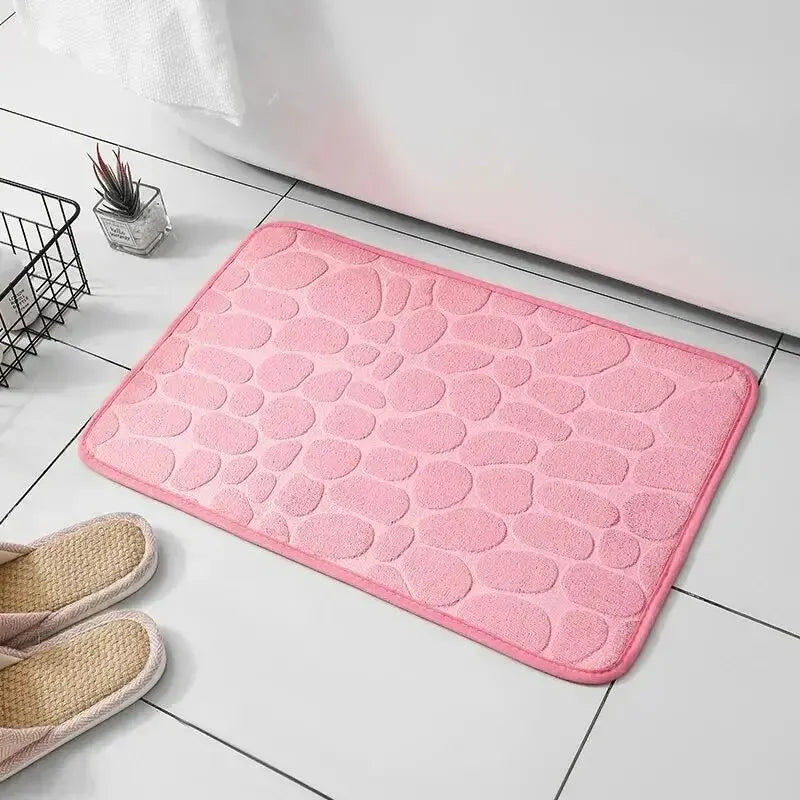 1pc embossed fiber carpet, bathroom living room anti slip mat, pebble floor mat, household items - BLOOM CART