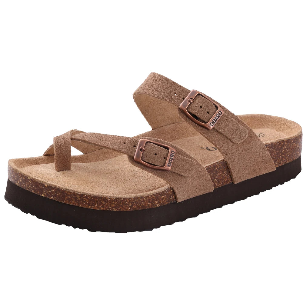 Comwarm Fashion Women's Suede Mules Slippers Men Clogs Cork Insole Sandals With Arch Support Outdoor Beach Slides Home Shoes - BLOOM CART