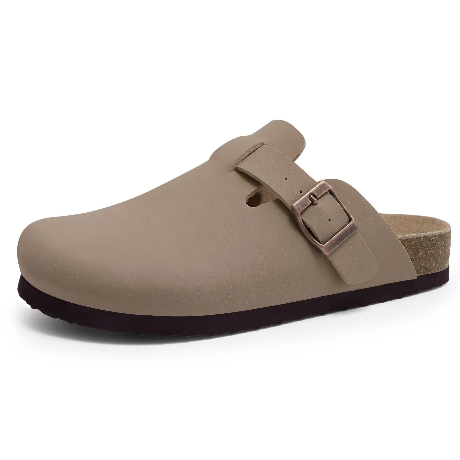 Comwarm Fashion Women's Suede Mules Slippers Men Clogs Cork Insole Sandals With Arch Support Outdoor Beach Slides Home Shoes - BLOOM CART