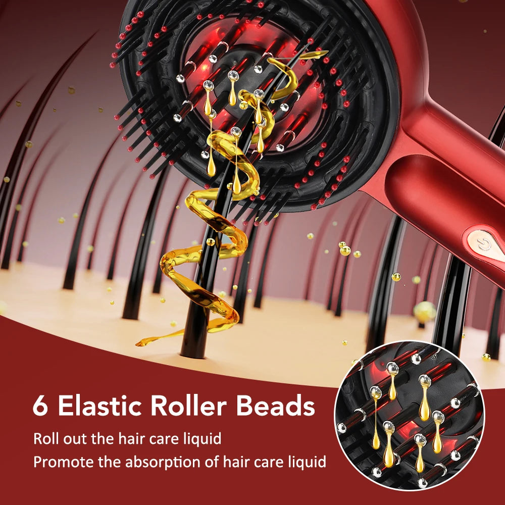 Electric Vibration Massage Comb Red Light Therapy Hair Growth Massage Scalp Brush Anti Hair Loss Liquid Oil Applicator Hair Care - BLOOM CART