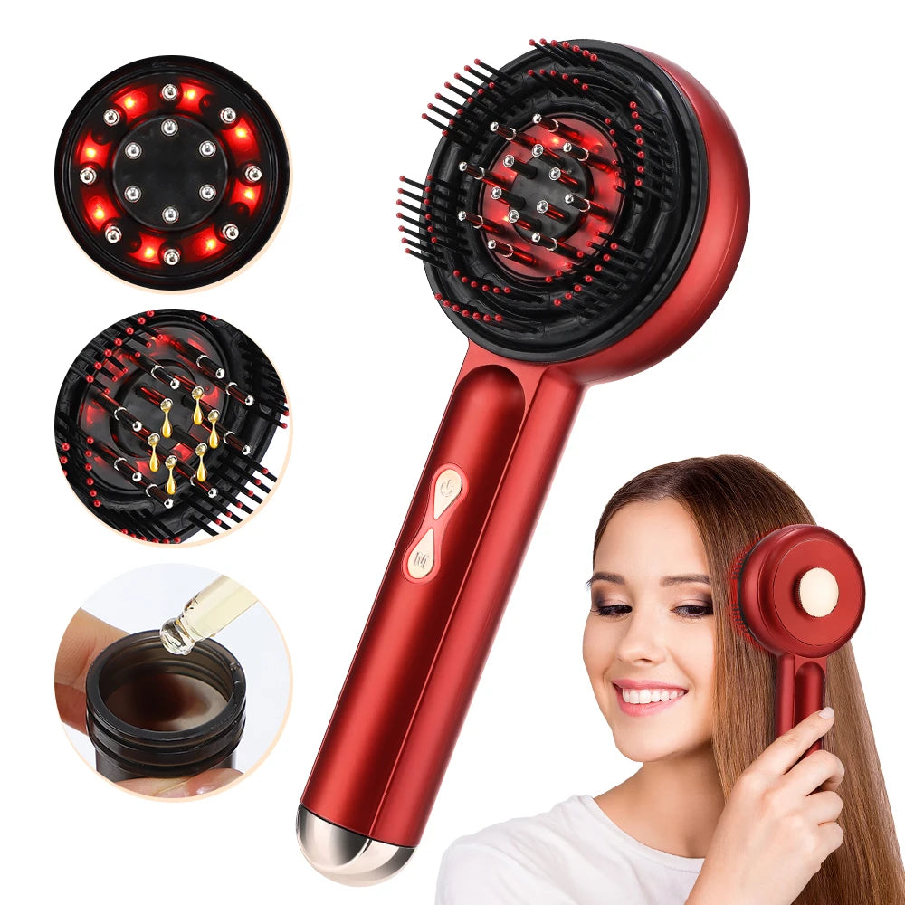 Electric Vibration Massage Comb Red Light Therapy Hair Growth Massage Scalp Brush Anti Hair Loss Liquid Oil Applicator Hair Care - BLOOM CART