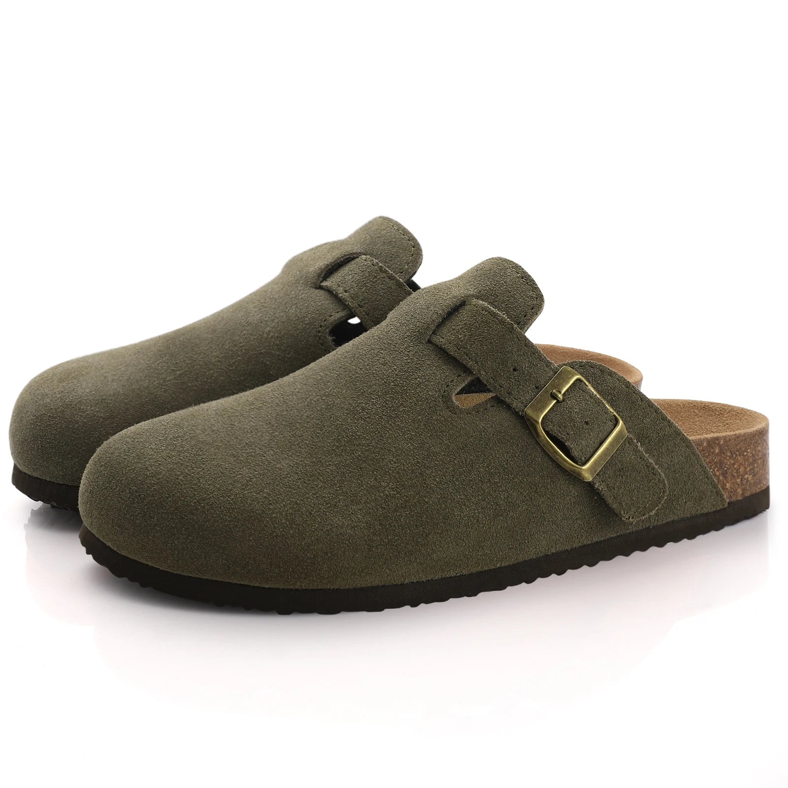 Comwarm Fashion Women's Suede Mules Slippers Men Clogs Cork Insole Sandals With Arch Support Outdoor Beach Slides Home Shoes - BLOOM CART