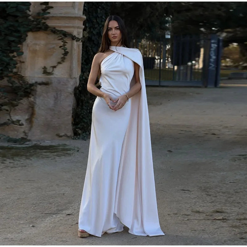 Elegant Solid Ribbon Women Halter Dress Off Shoulder Sleeveless Backless Slim Female Maxi Dresses 2025 Summer New Chic Lady Robe - BLOOM CART