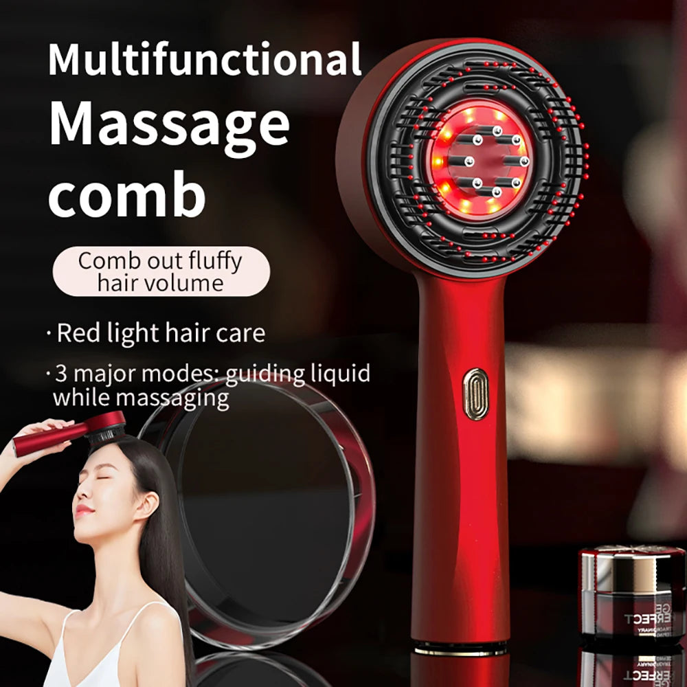 Electric Vibration Massage Comb Red Light Therapy Hair Growth Massage Scalp Brush Anti Hair Loss Liquid Oil Applicator Hair Care - BLOOM CART
