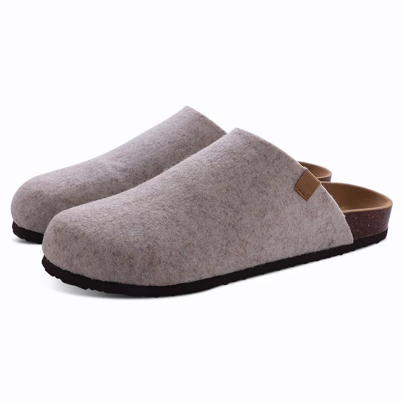 Comwarm Fashion Women's Suede Mules Slippers Men Clogs Cork Insole Sandals With Arch Support Outdoor Beach Slides Home Shoes - BLOOM CART