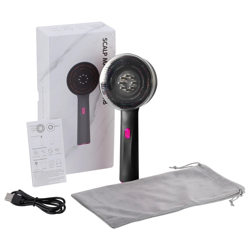 Electric Vibration Massage Comb Red Light Therapy Hair Growth Massage Scalp Brush Anti Hair Loss Liquid Oil Applicator Hair Care - BLOOM CART