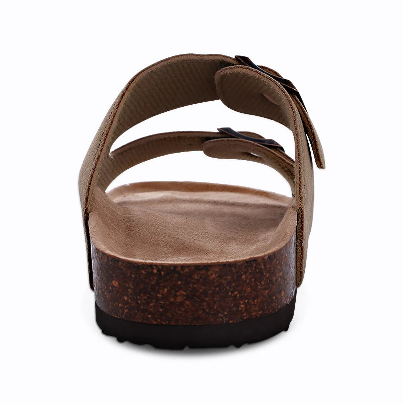 Comwarm Fashion Women's Suede Mules Slippers Men Clogs Cork Insole Sandals With Arch Support Outdoor Beach Slides Home Shoes - BLOOM CART