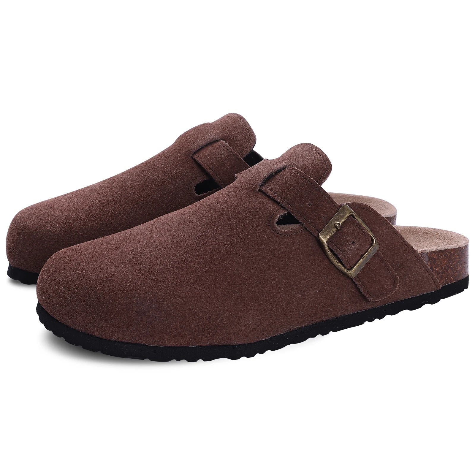 Comwarm Fashion Women's Suede Mules Slippers Men Clogs Cork Insole Sandals With Arch Support Outdoor Beach Slides Home Shoes - BLOOM CART