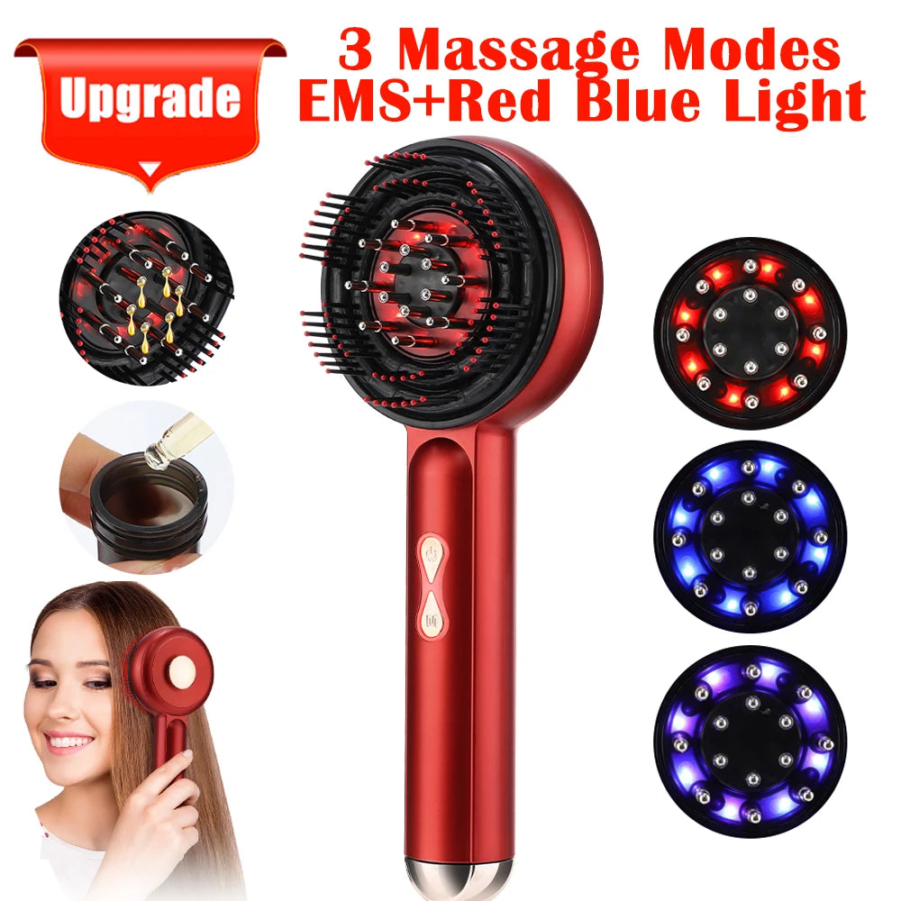 Electric Vibration Massage Comb Red Light Therapy Hair Growth Massage Scalp Brush Anti Hair Loss Liquid Oil Applicator Hair Care - BLOOM CART