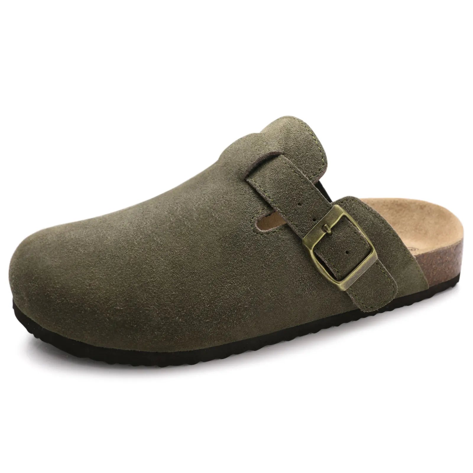 Comwarm Fashion Women's Suede Mules Slippers Men Clogs Cork Insole Sandals With Arch Support Outdoor Beach Slides Home Shoes - BLOOM CART