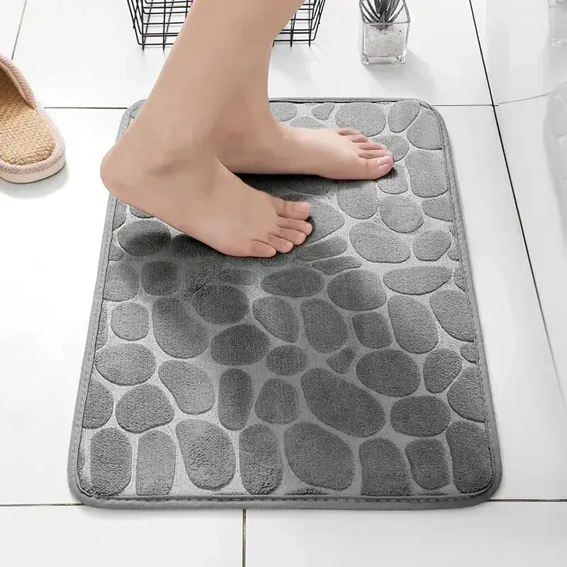 1pc embossed fiber carpet, bathroom living room anti slip mat, pebble floor mat, household items - BLOOM CART