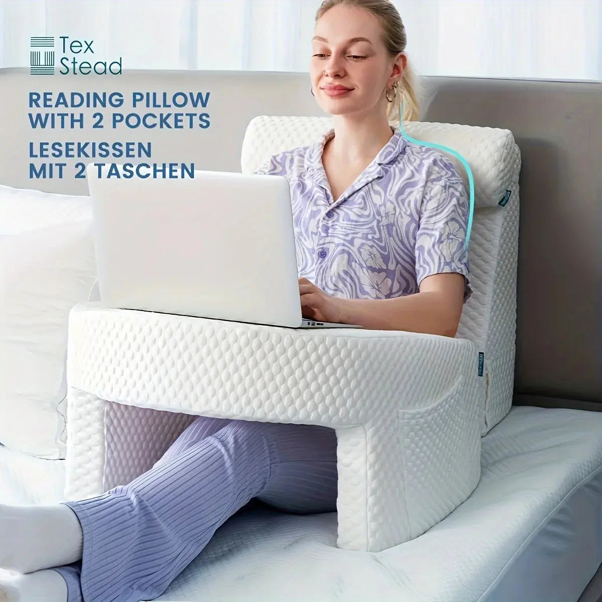 Reading Pillow for Gaming, Extra Large Arm Rest Pillow for Adult, Memory Foam Bed Rest Pillow for Reading, Working,with Rem，1 PC - BLOOM CART