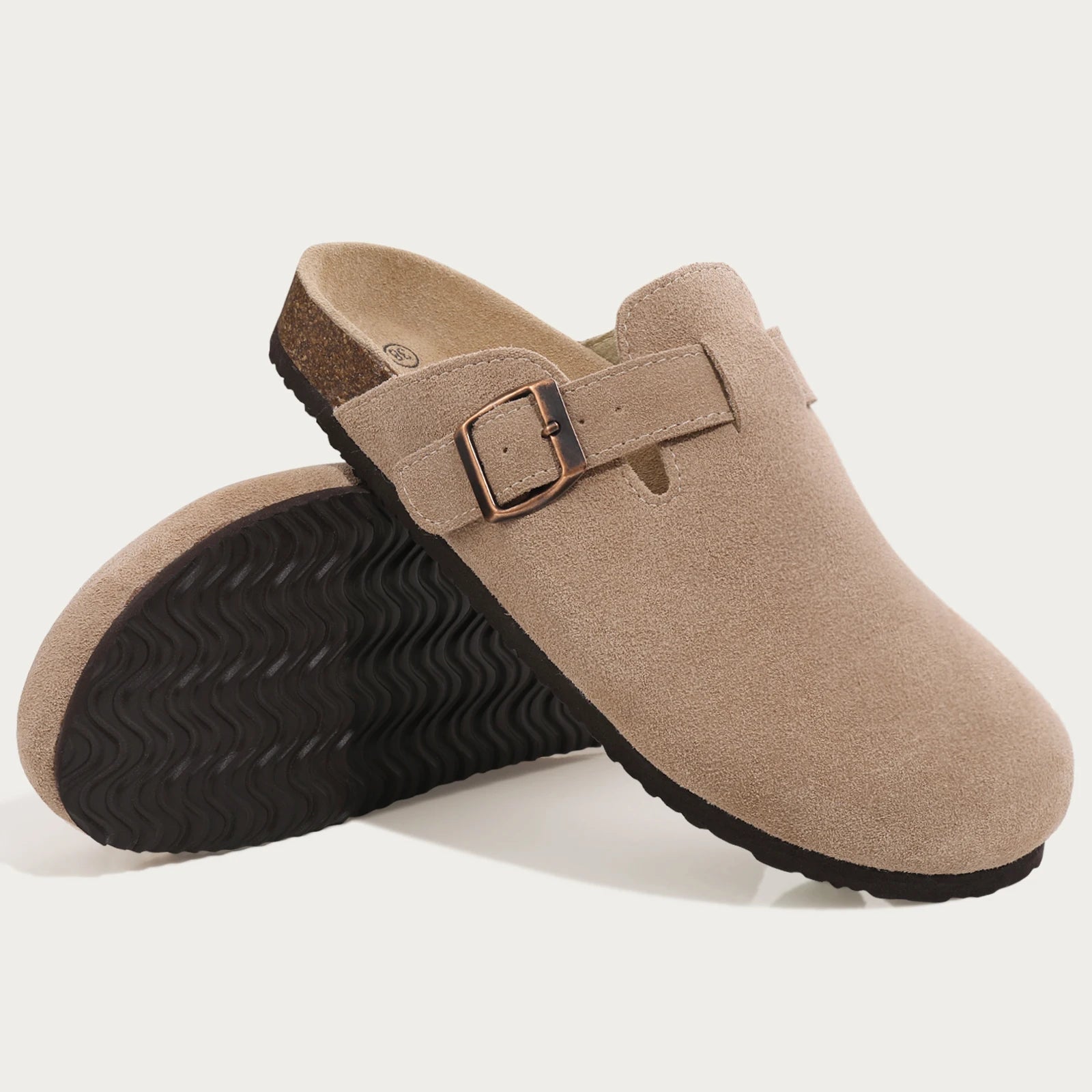 Comwarm Fashion Women's Suede Mules Slippers Men Clogs Cork Insole Sandals With Arch Support Outdoor Beach Slides Home Shoes - BLOOM CART