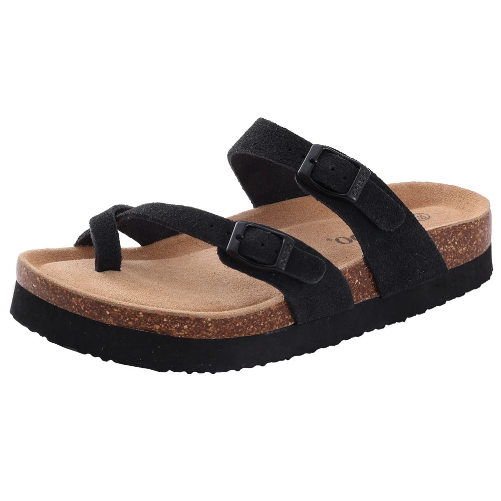 Comwarm Fashion Women's Suede Mules Slippers Men Clogs Cork Insole Sandals With Arch Support Outdoor Beach Slides Home Shoes - BLOOM CART