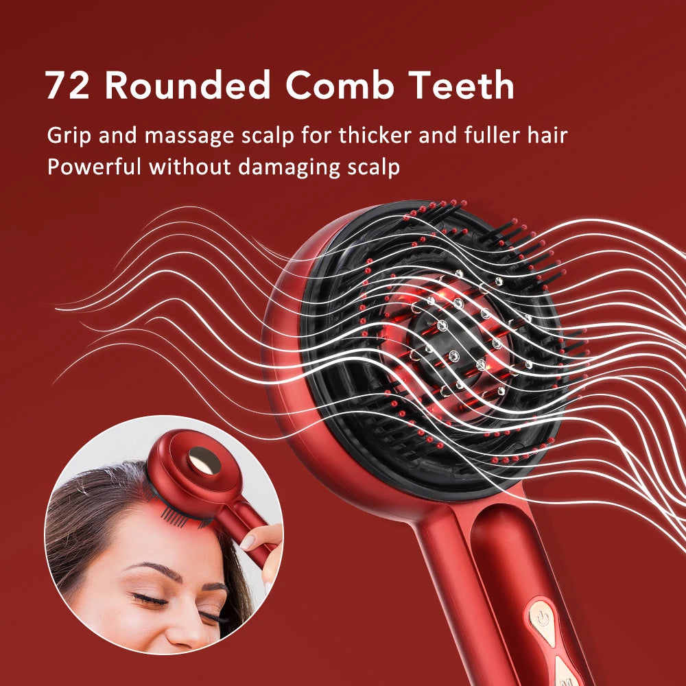 Electric Vibration Massage Comb Red Light Therapy Hair Growth Massage Scalp Brush Anti Hair Loss Liquid Oil Applicator Hair Care - BLOOM CART