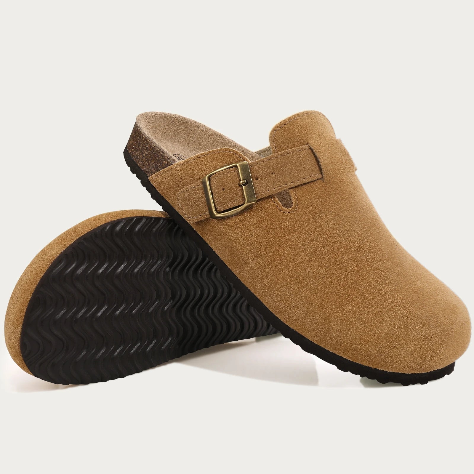 Comwarm Fashion Women's Suede Mules Slippers Men Clogs Cork Insole Sandals With Arch Support Outdoor Beach Slides Home Shoes - BLOOM CART