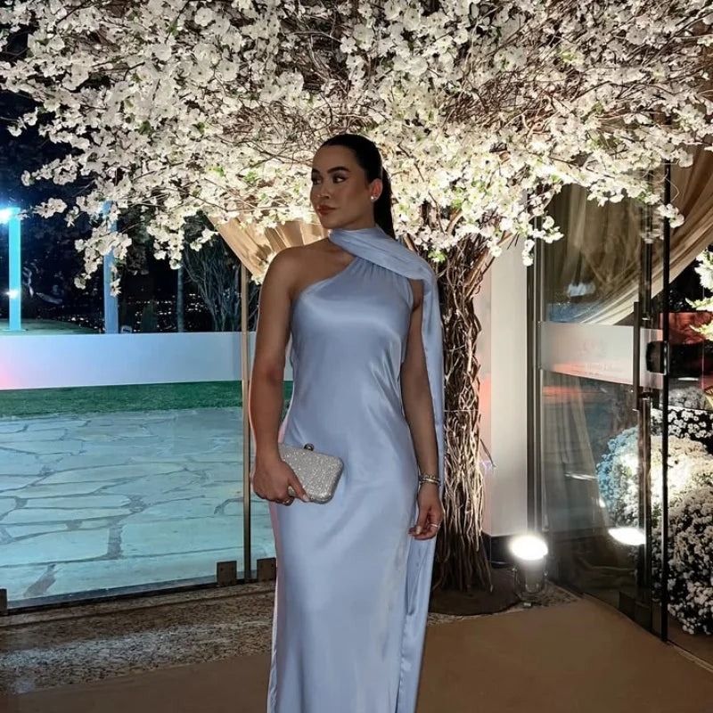 Elegant Solid Ribbon Women Halter Dress Off Shoulder Sleeveless Backless Slim Female Maxi Dresses 2025 Summer New Chic Lady Robe - BLOOM CART