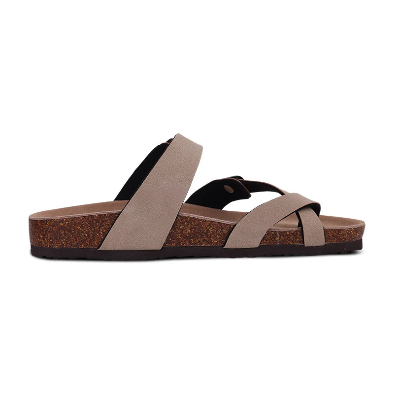 Comwarm Fashion Women's Suede Mules Slippers Men Clogs Cork Insole Sandals With Arch Support Outdoor Beach Slides Home Shoes - BLOOM CART