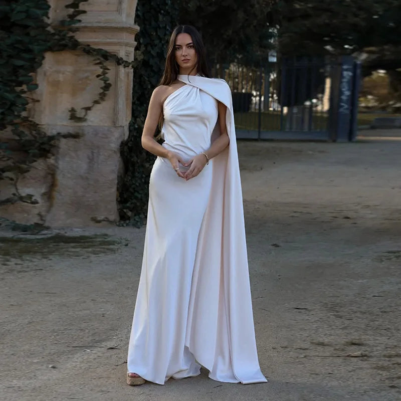 Elegant Solid Ribbon Women Halter Dress Off Shoulder Sleeveless Backless Slim Female Maxi Dresses 2025 Summer New Chic Lady Robe - BLOOM CART